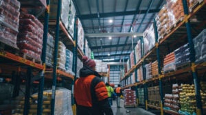 Cold storage warehouse. Food distribution center. Cold storage facility for food.